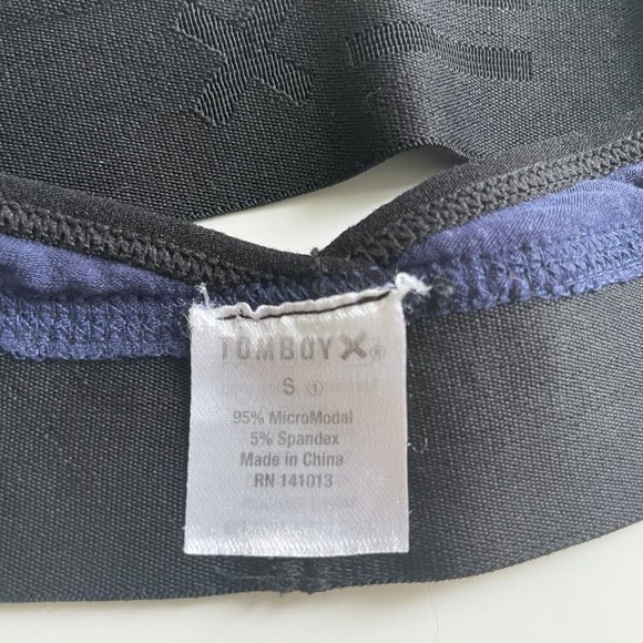 TomboyX Lounge Bralette - Racerback Navy / Black with Keyhole - size small - Picture 5 of 5